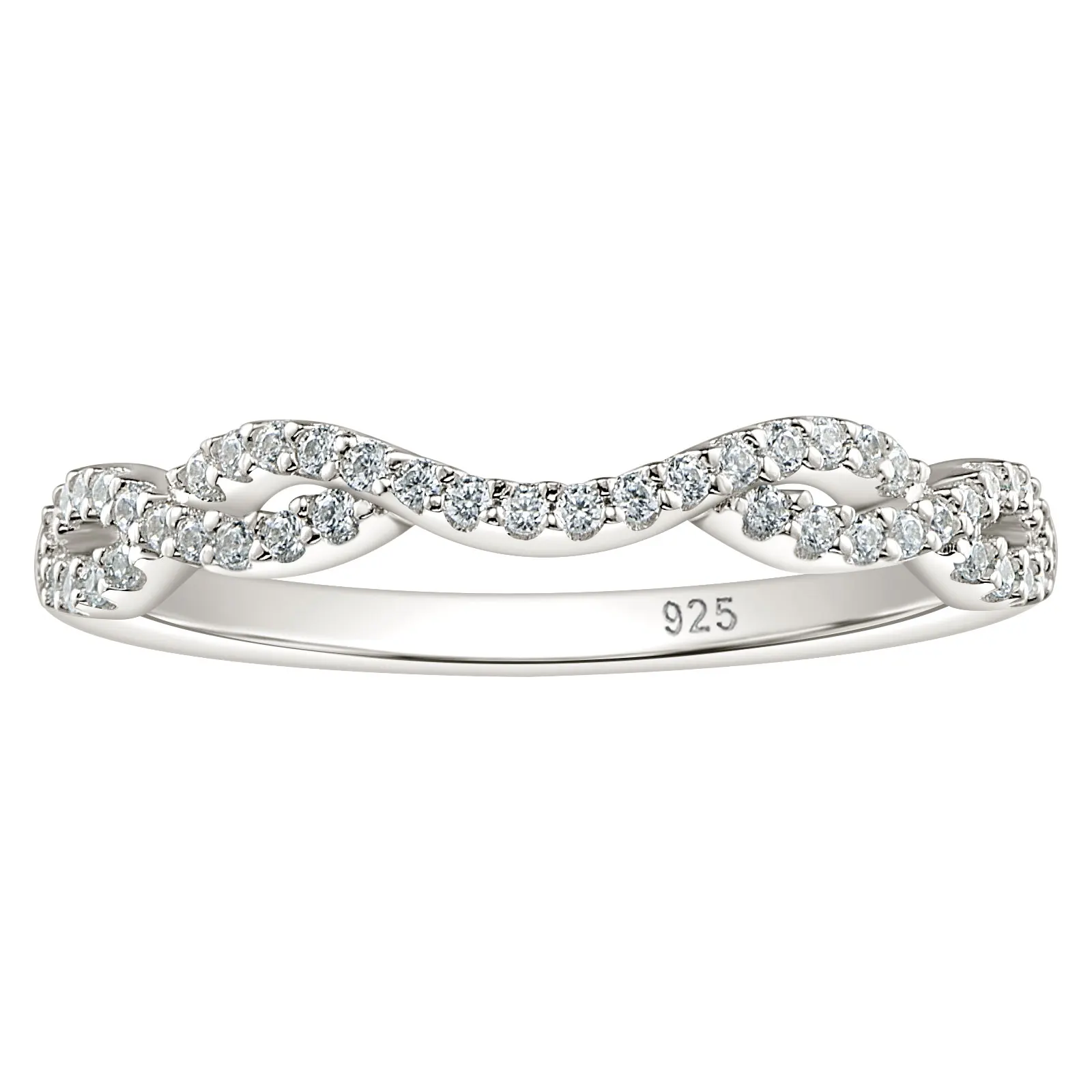 Genuine 925 Sterling Silver Twisted Infinity Eternity Ring