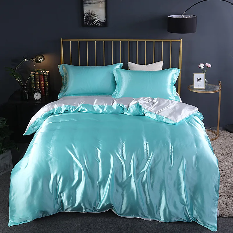 

Levkme European-style Double-sided Rayon Luxury Blue White Bedding Set Nude Sleeping Bedding Home Textile XF1147-24