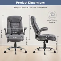 Big and Tall Office Chair 400lbs High Back Executive Computer Desk Chair with Flip Up Armrest, Breathable Fabric Adjustable Heig 2