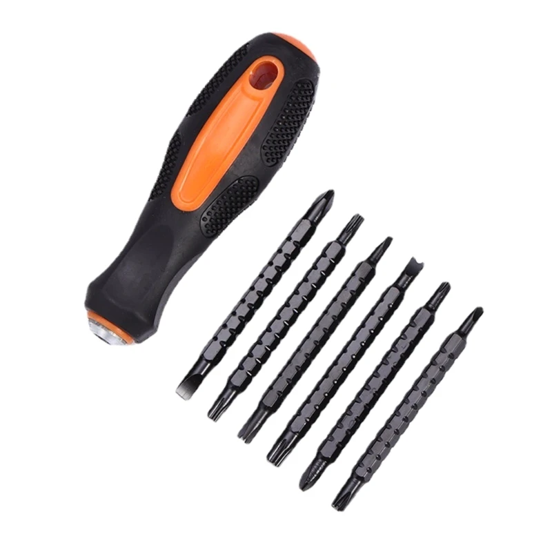 

Y1UD Ratcheting Screwdriver Set Screwdriver Set, Mini Repair Tool with 6 Bits for Household Appliances