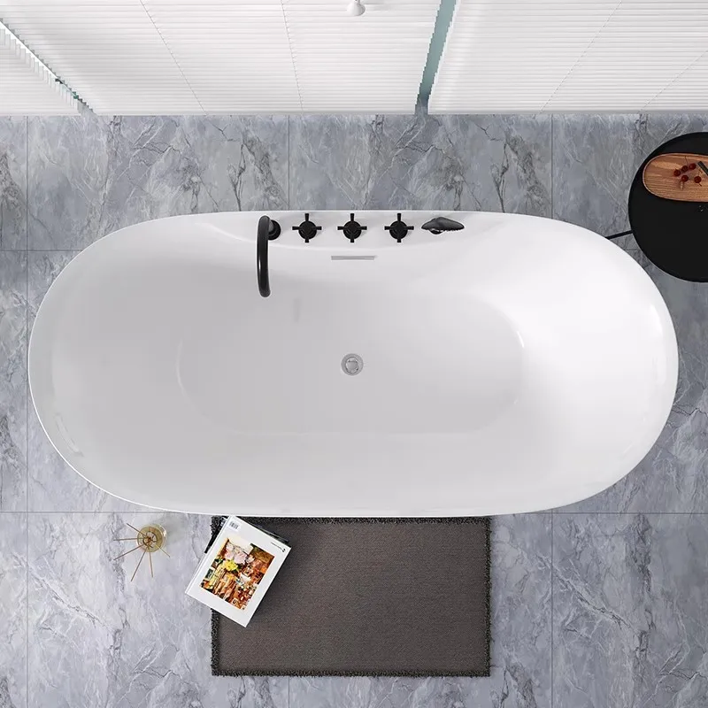 By sea White Acrylic Bathroom bathtub 12001300/1400/1500/1600/1700mm European style heat-retaining bathtub High quality-K-8725