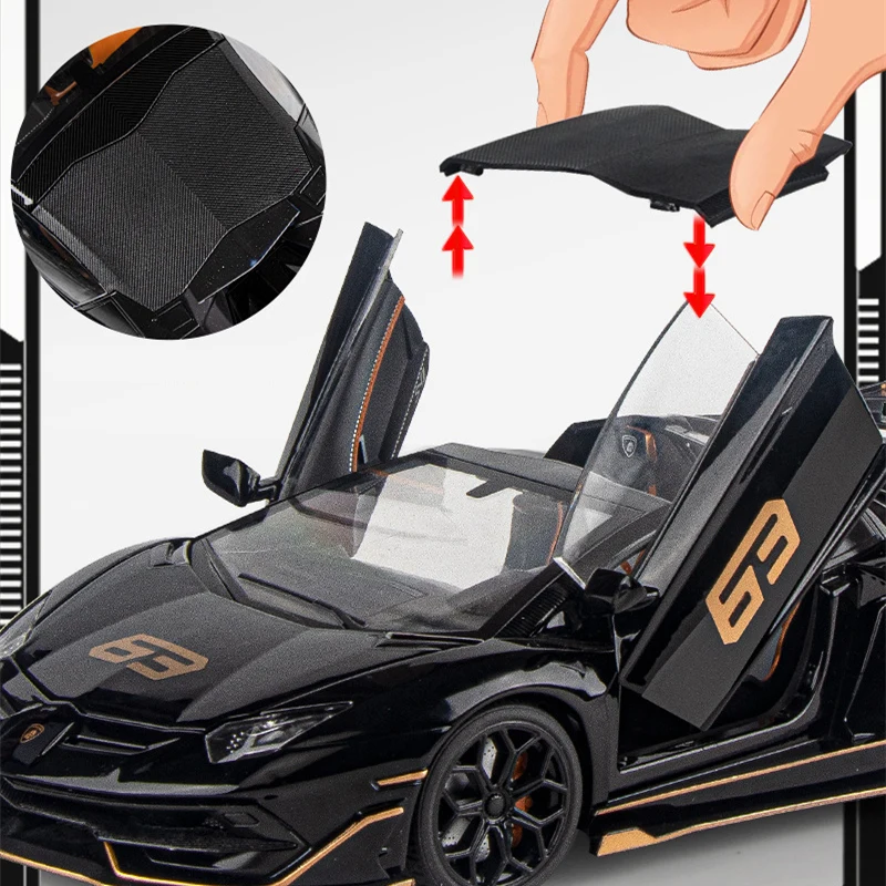 1/18 Aventadors SVJ 63 Alloy Racing Car Model Diecast Metal Toy