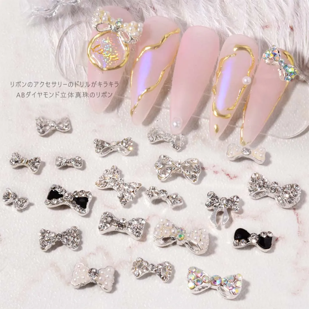 3D Charms Bowknots Diamond Glass Stone Manicure Bow Nail Rhinestones Nail Jewelry Crystal DIY Nail Art Decorations
