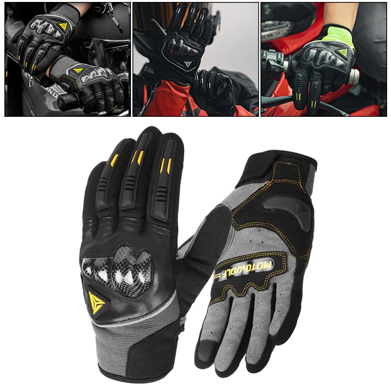 

Motorcycle Gloves Leather Gloves Outdoor Off-road Racing Carbon Cycling Gloves Breathable Winter&Summer Gloves 오토바이 장갑