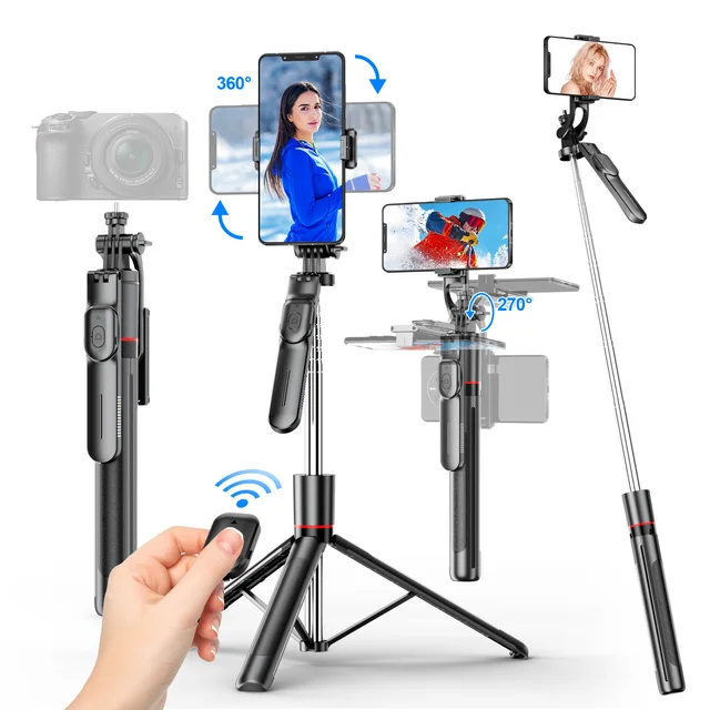 F16 67.24Inch Tripod Shooting Selfie Stick Wireless Bluetooth 1/4'' Screw Monopod Phone Holder for Smartphone Camera