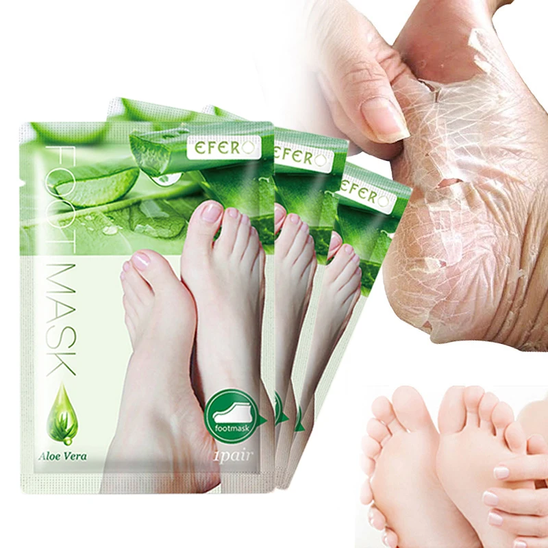 3 Pair Dead Skin Remover Foot Mask Exfoliating Feet Mask Socks for Pedicure Peeling Heels Foot Mask Aloe Vera Feet Mask