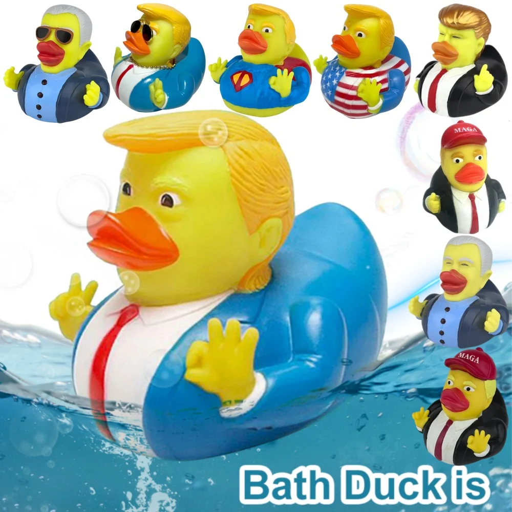 Novelty Trump Rubber Duck Baby Bath Toys Trump Merchandise Funny Duck Toy for Kids Gift Birthdays Baby Showers Bath Float Duck 2