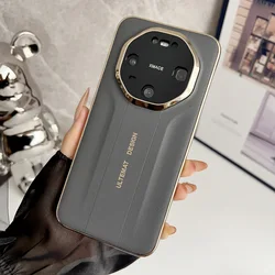 Gold - Plated Leather Frame Business Style Case for Huawei Mate 80 RS (GRAY)