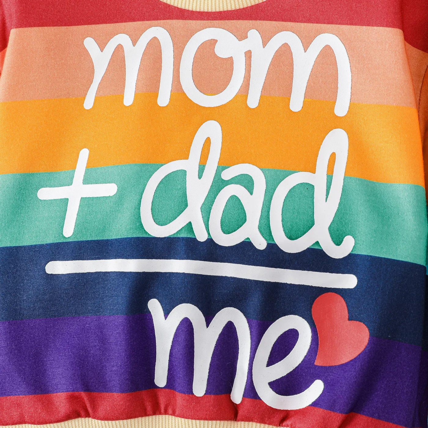 Baby Boy/Girl Heart & Letter Print Rainbow Colorblock Long-sleeve Sweatshirt Casual/Outdoor Positioning print