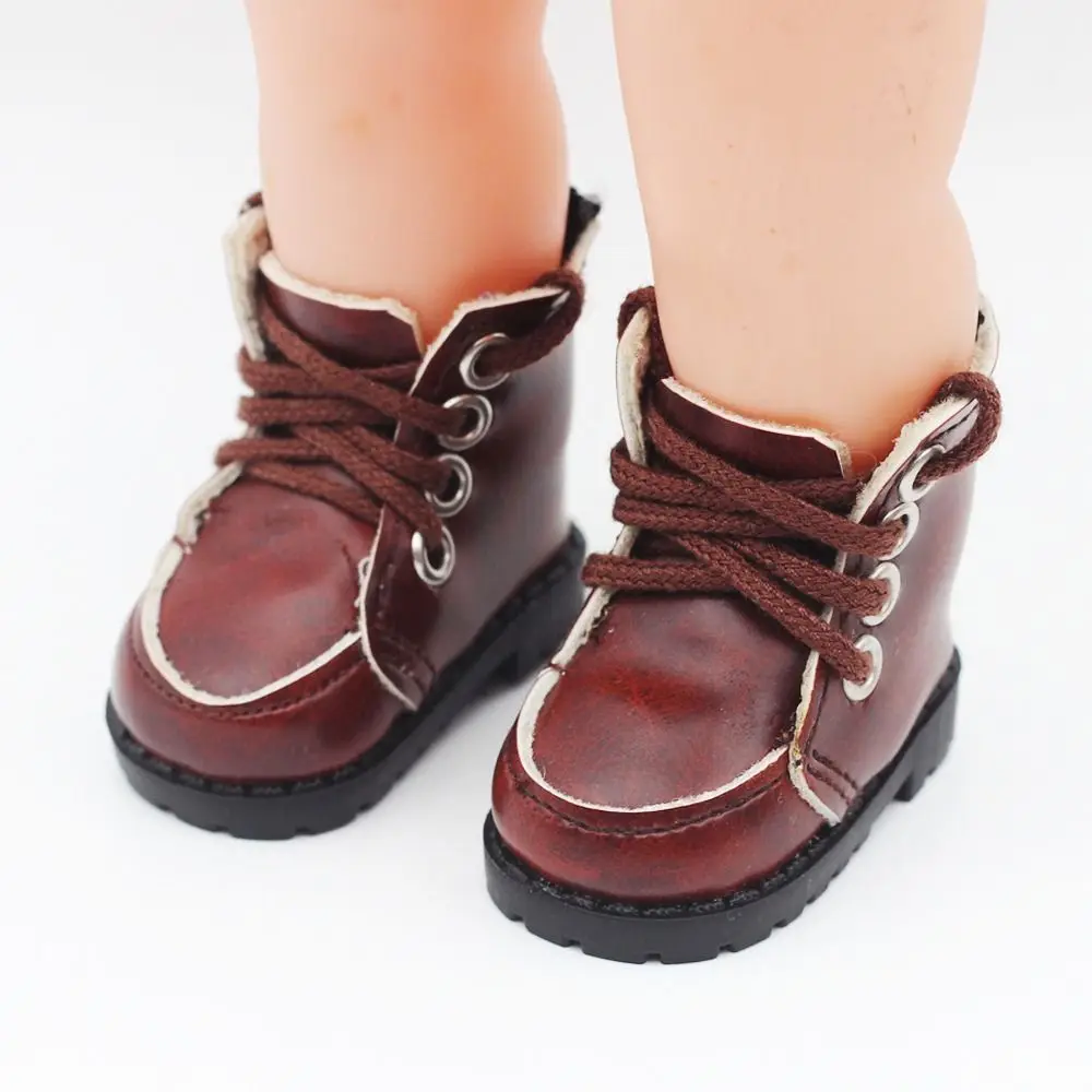 For 1/12 Dolls New Leather Material Doll Shoes College Style Fashion Fashion Boots Brown/Black Clothes Accessories