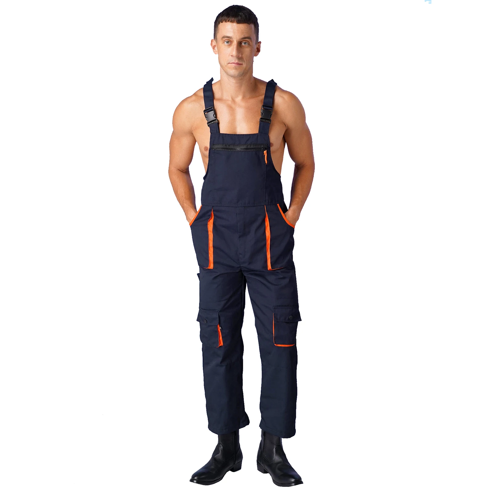 Mens Wear Resistant Overalls Jumpsuit Adjustable Straps Multiple Pockets Work Dungarees Male Bib And Brace Coveralls