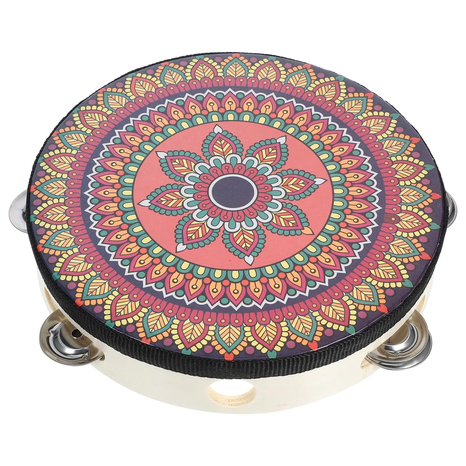 8 Inch Tambourine Handbell Hand Drum Colourful Wooden Tambourine For Dance Concerts Percussion Instrument for Kids Game
