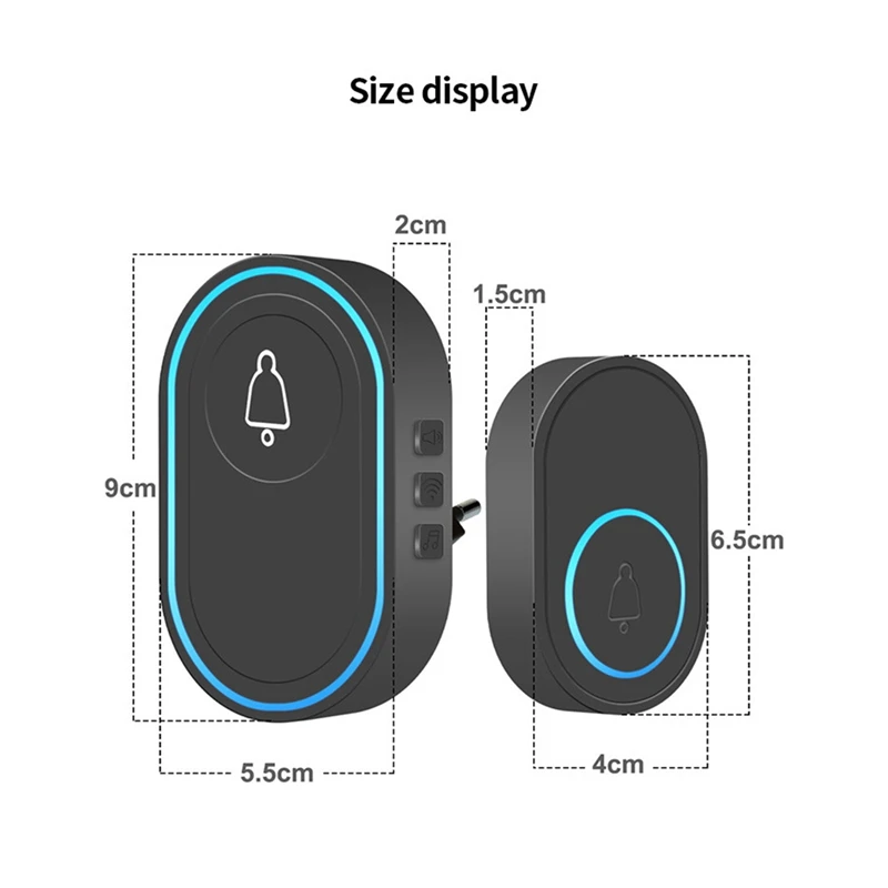 스마트 홈 웰컴 차임 문짝, LED 라이트, 플래시 보안 경보, EU 플러그, AT14 무선 초인종, 433Mhz