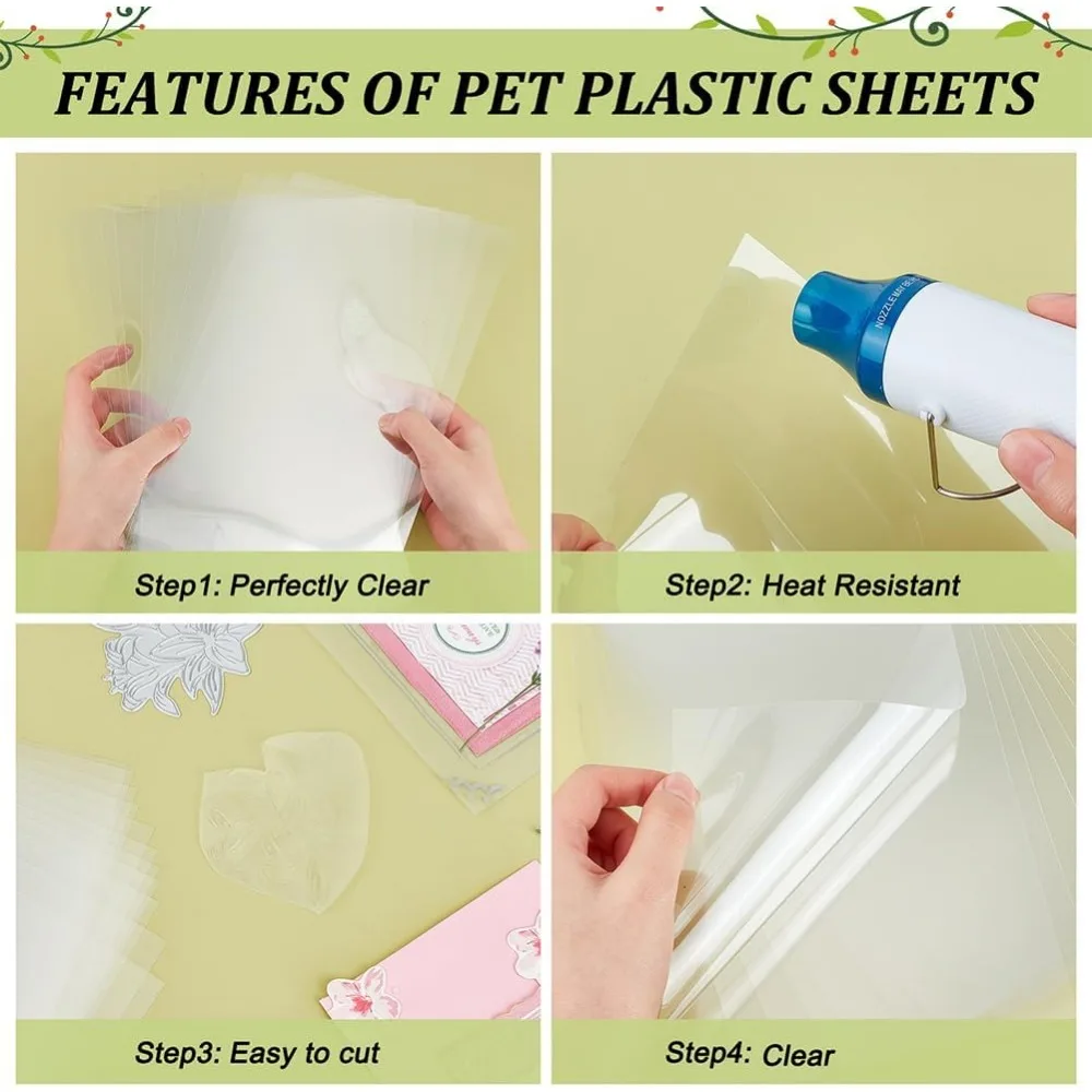 50 fogli di acetato trasparente resistenti al calore, per goffratura e timbratura per carte shaker, fogli di plastica per finestre, fai da te, scrapbooking, carte shaker fatte a mano, accessori