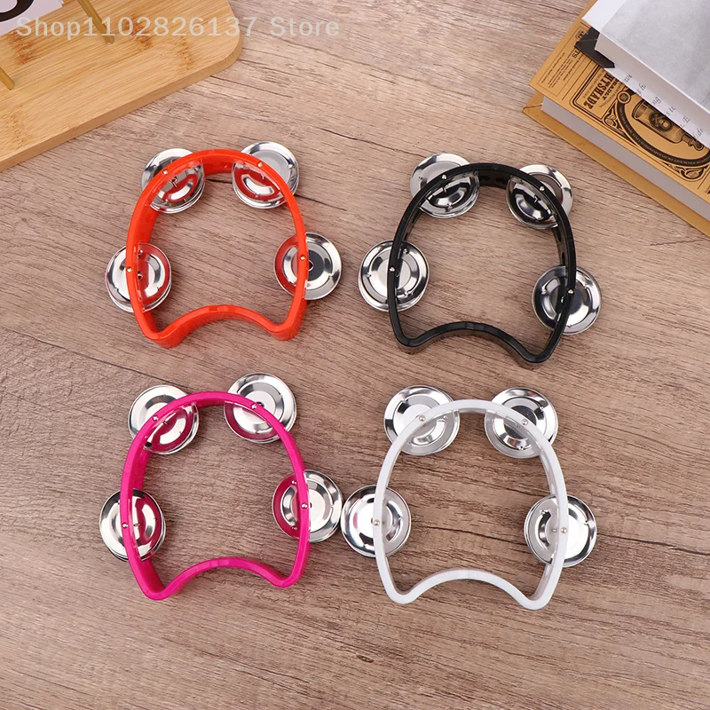 1pcs Early Educational Toy Handbell Tambourine Metal Bells Plastic Rattle Ball Percussion KTV Party Kids Game Musical Instrument