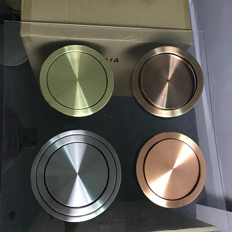 Round Stainless Steel Flap Flush Recessed Built-in Balance Swing Flap Lid Cover Trash Bin Garbage Can Kitchen Counter Top 2
