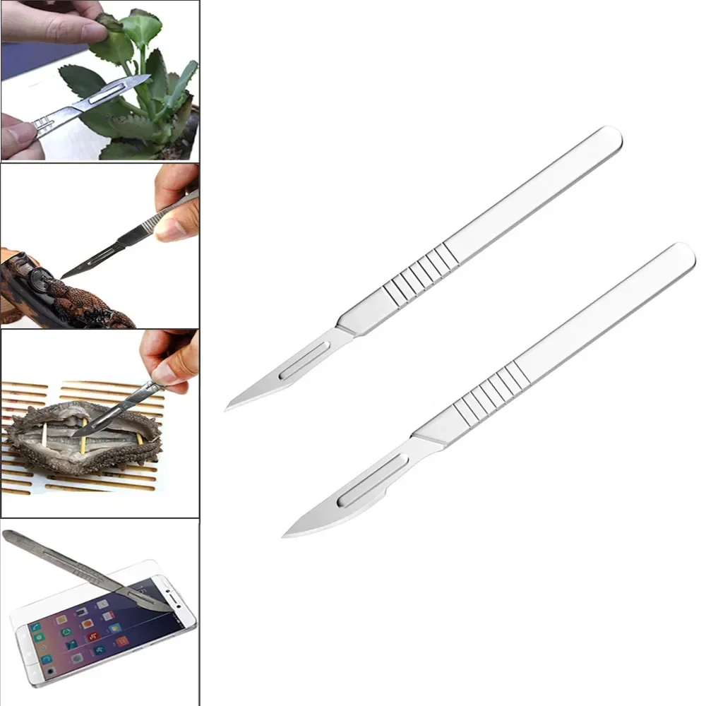 Carbon Steel Scalpel Blade Handle Scalpel Tool Set Repair Animal Surgical Knife DIY Cutting Tool PCB Engraving Knife Blades Tool