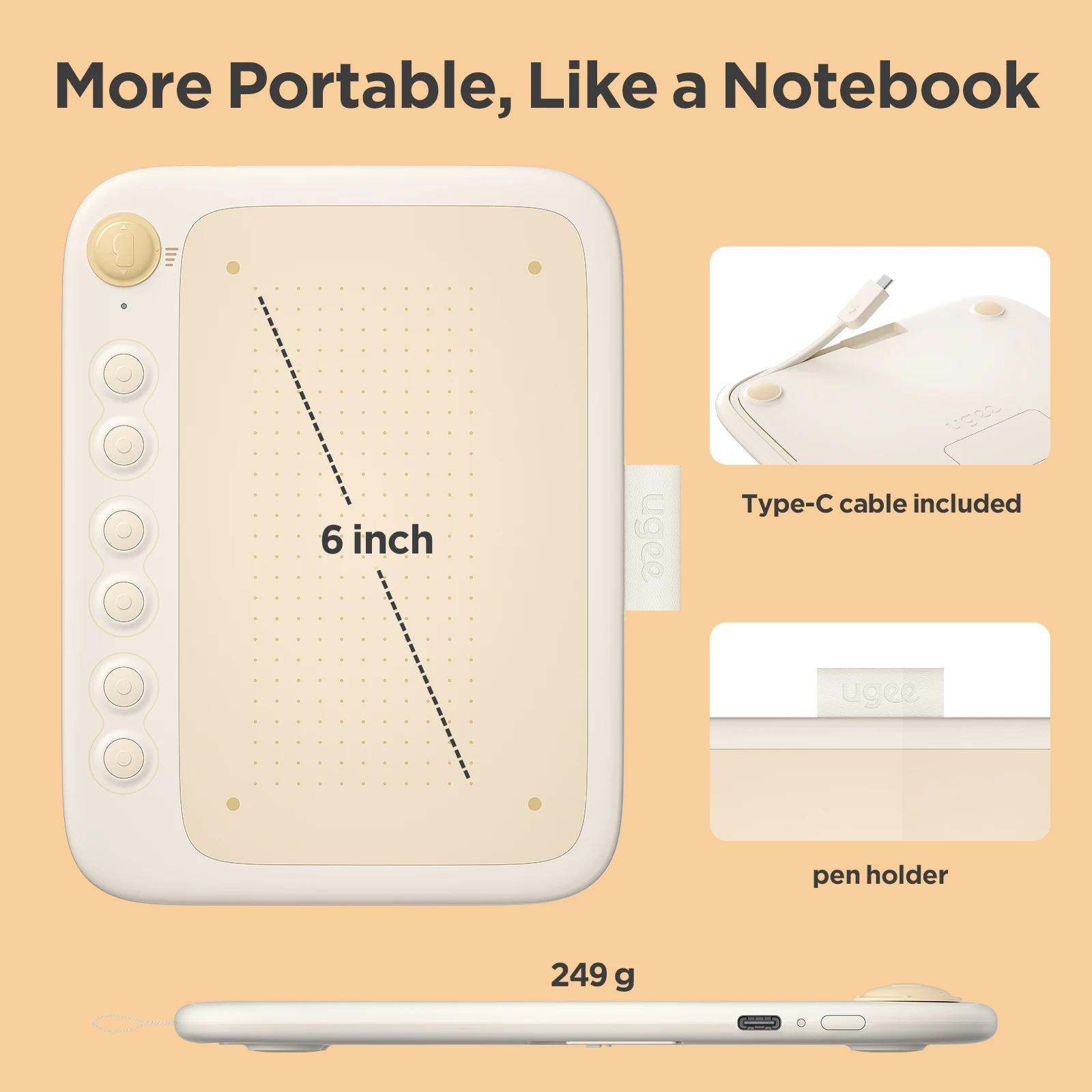 Tablet de Desenho Gráfico 8192 Digital Writing Pad Prancheta para Crianças Suporte para Crianças pc Android Mac Ugee-q6 - Imagem 6