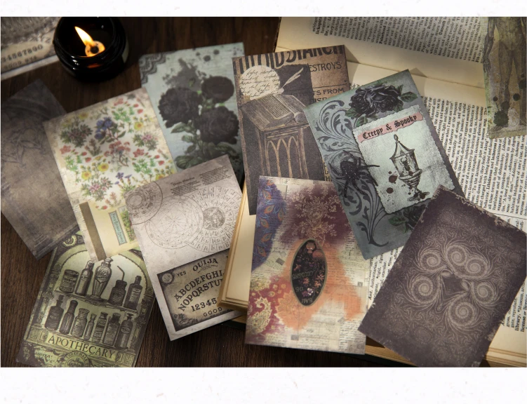 JIANQI 50pcs/pack Witchcraft experiment Materials Paper Decorative Diy Diary Album Scrapbooking material junk journal supplies