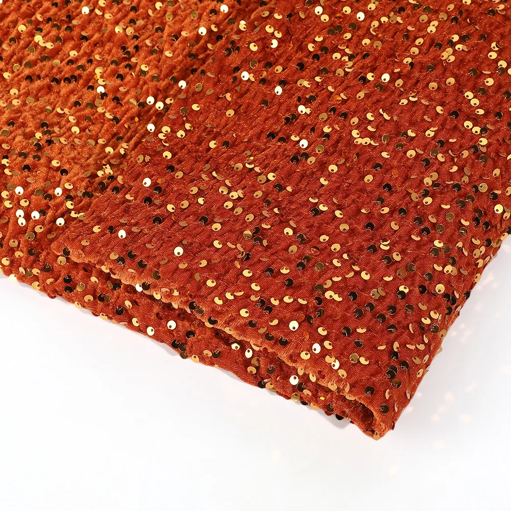 Vibrant Multicolor Sequined Embroidered Velvet Fabric