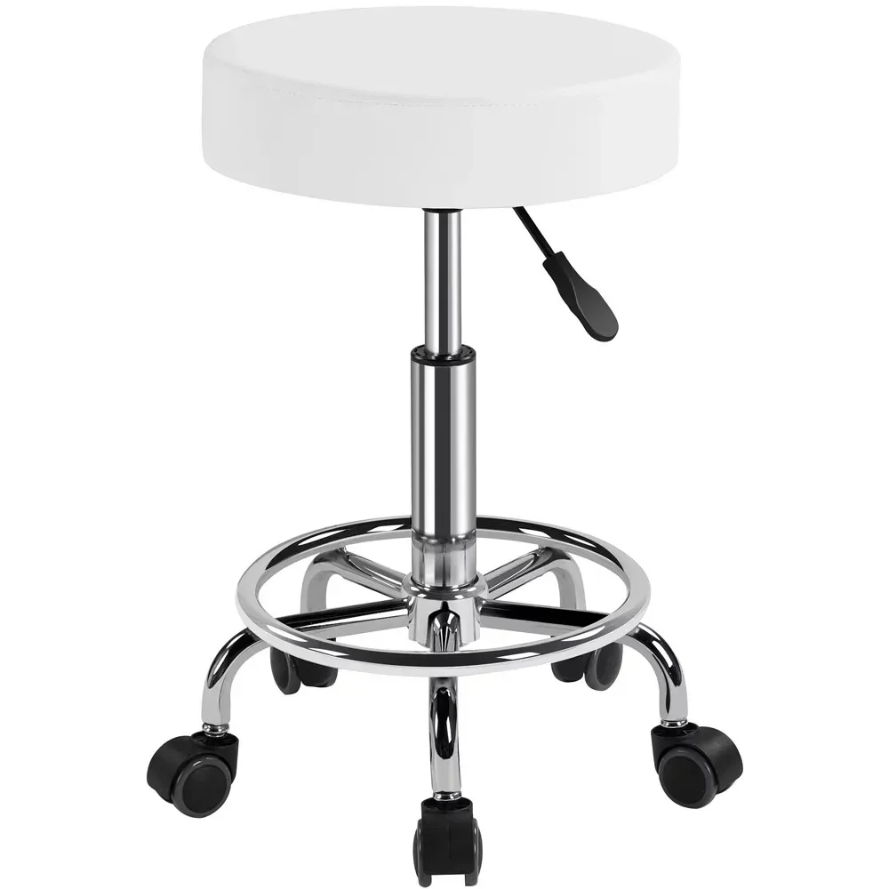 

Adjustable PU Salon Spa Stool with Wheel for Tattoo/Massage, Barber's stool，White