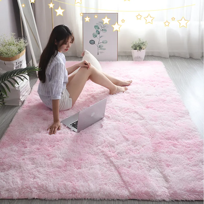 Pink Kids Carpet For Girls Bedroom Decoration Nordic large Living Room's Rugs Fluffy Hall Carpets Soft Plush Nursery Play Mats