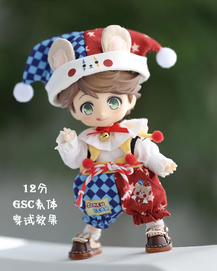 Ob11 Doll Circus Clown Costume Clothes With Doll Joker Hat For Molly, Gsc, Ymy Body, Ufdoll, 1/12 Bjd Doll