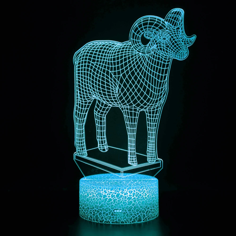 

3D Sheep Illusion Lamp LED Night Light 7 Color Changing Bedroom Bedside Decoration Lamps Eid Al Adha Gift for Kids Friends