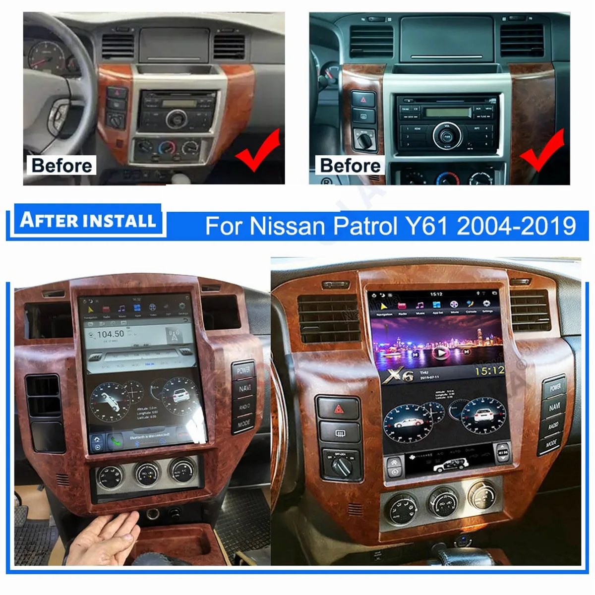 Автомобильный Радиоприемник Tesla Для Nissan Патруль 5 Y61 Android.