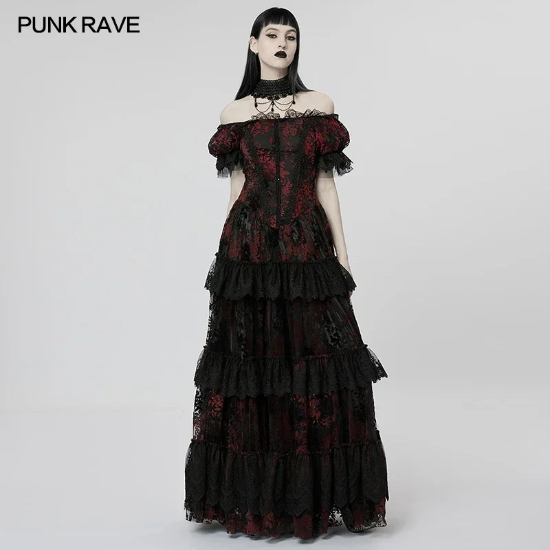 

PUNK RAVE Women's Gothic Gorgeous Print Dress Mysterious Sexy Luxurious Goddess Party Club Long Dresses Women Clothing
