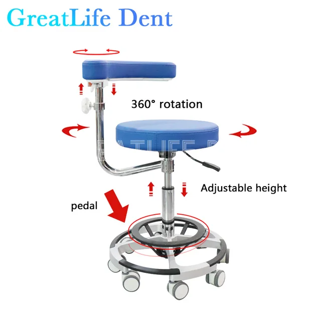 GreatLife Dentist Seat Oral Doctor Beauty Pedal Swivel Adjustable Lift Stool Hydraulic Swivel Spa Tattoo Massage Salon Chair