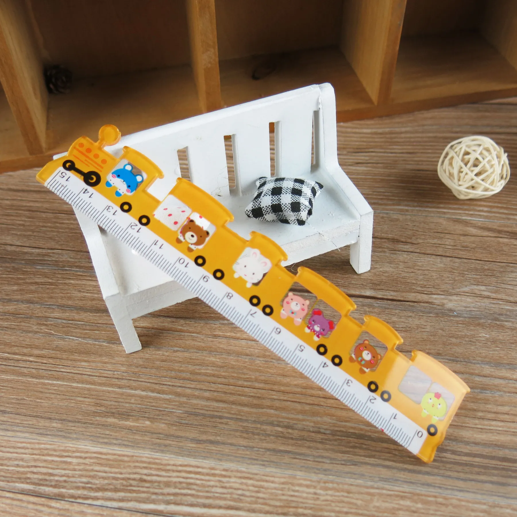 Cute Colors Train Straight Ruler Cartoon Drawing Gift Office School Measuring 1 Piece