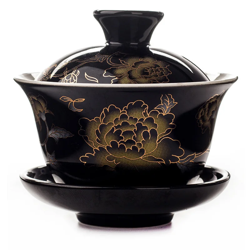 Hand Painted Red Dragon Gaiwan Kung Fu Tea Bowl Soup With Lid Porcelain Gaiwan Purple Clay Jingdezhen Tea Cup Ceramic Tureen Bar