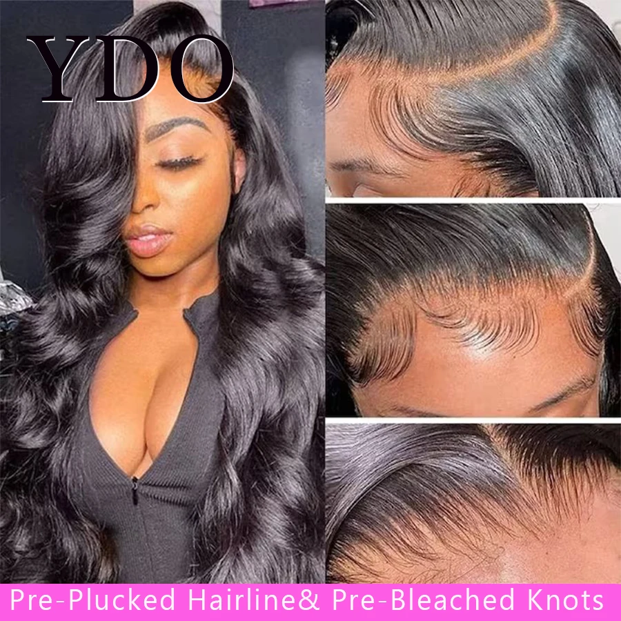 

250% HD 13X6 Body Wave Lace Front Wig 13X4 HD Transparent Lace Frontal Human Hair Glueless Wig Pre Plucked Hairline Bleach Knots