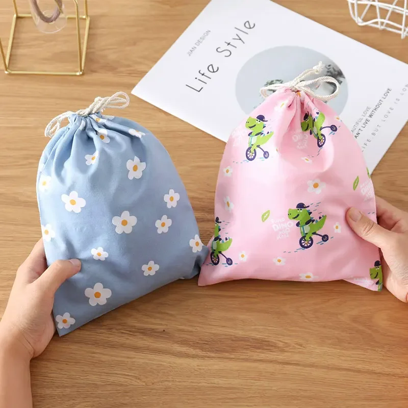 Fresh Comestic Shopping Makeup Bag Pouch Cute Drawstring Storage Bag Travel Portable Clothes Bra Organizer Bag Socks