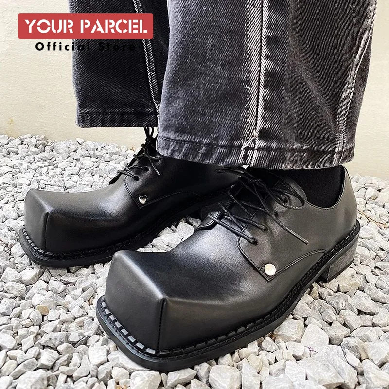 Derby shoes men's square toe Korean version niche design