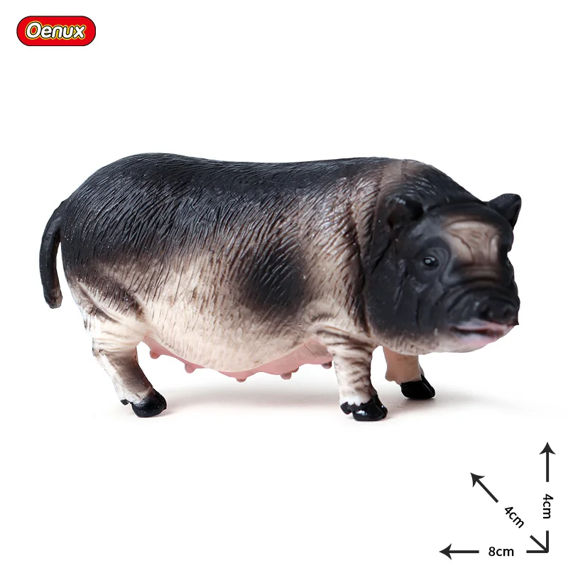 Oenux Poultry Farm Animals Model Simulation Pig Swine Sow Porcupine Boar Action Figures Figurine Lovely Educational Kids Toy