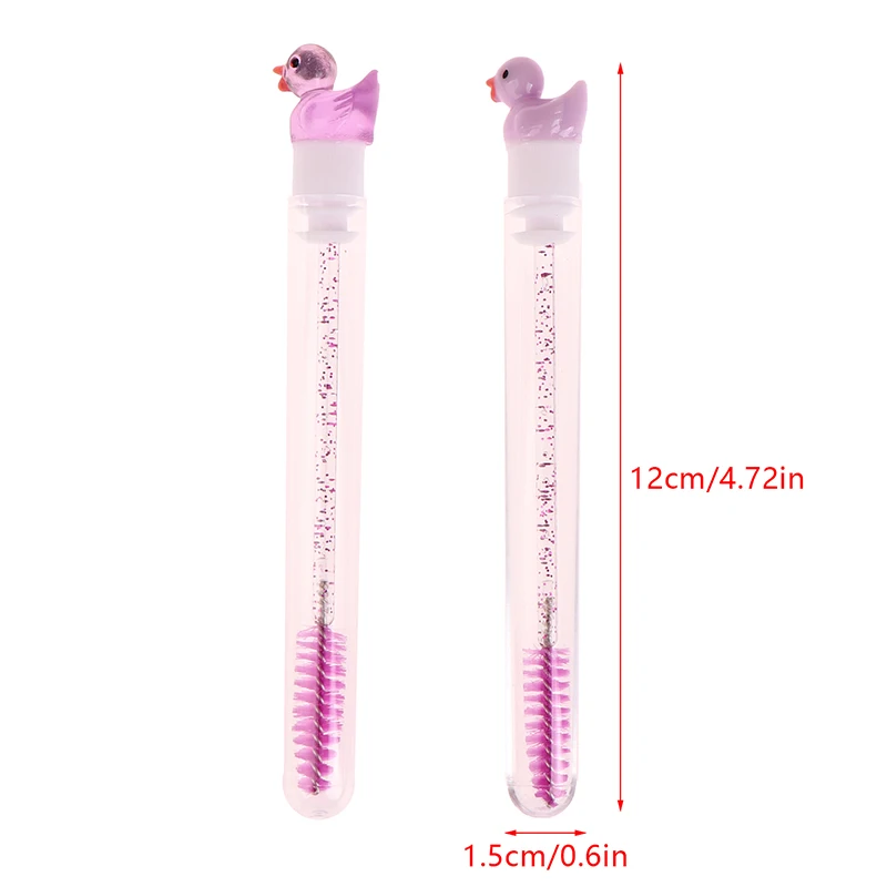 【1Pc 재사용 가능한 튜브 속눈썹 브러쉬 눈썹 브러쉬 귀여운 오리 디자인 크리스탈 막대 방진 속눈썹 연장 도구 속눈썹 마스카라 완드】