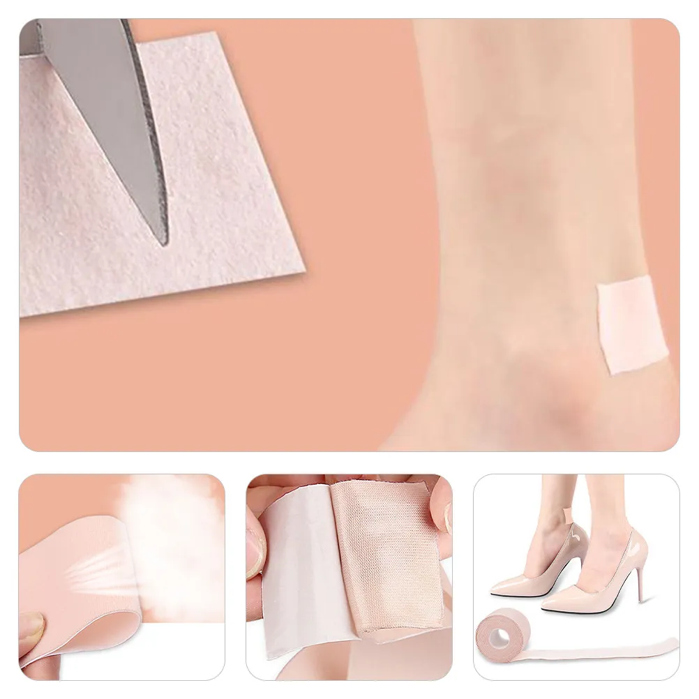 발뒤꿈치용 1롤 블리스터 방지 패드, 마모 방지 플란넬 소재, 간편하게 자르는 휴대용 힐 그립, 하이힐 및 스포츠용