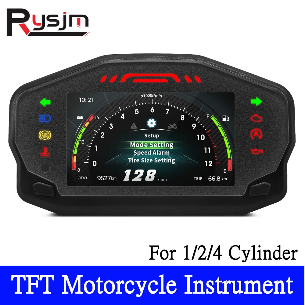 

TFT LCD Display Motorcycle Gauge Universal Motorbike Instrument Speedometer Odometer Tachometer for 2/4 Cylinder Motorcycle