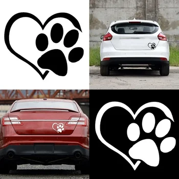 2 Pcs Pet Paw Print with Heart Vinyl Decal 1