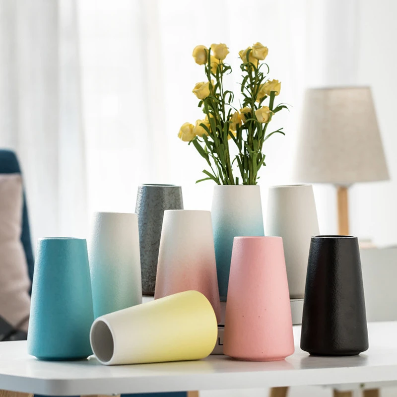 

Matte Ceramic Furniture Decoration Living Room Decoration Vases Chinese Minimalist European Style Retro Large Caliber Matte Zen