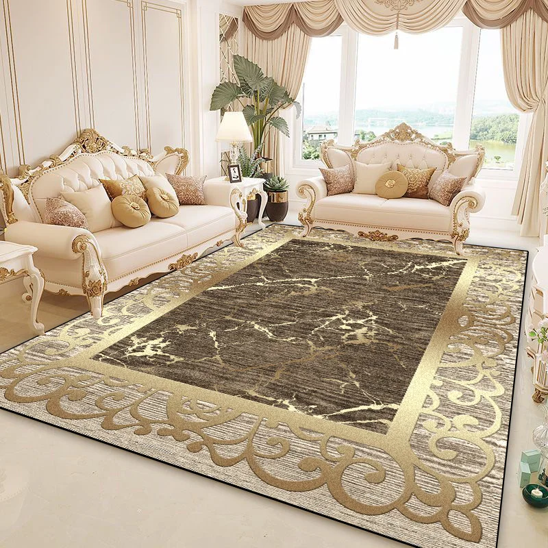 Luxury Golden Decoration Home Rugs Living Room Marble Pattern Carpet Sofa Side Large Area Rug Room Decor Lounge Soft Floor Mat 4