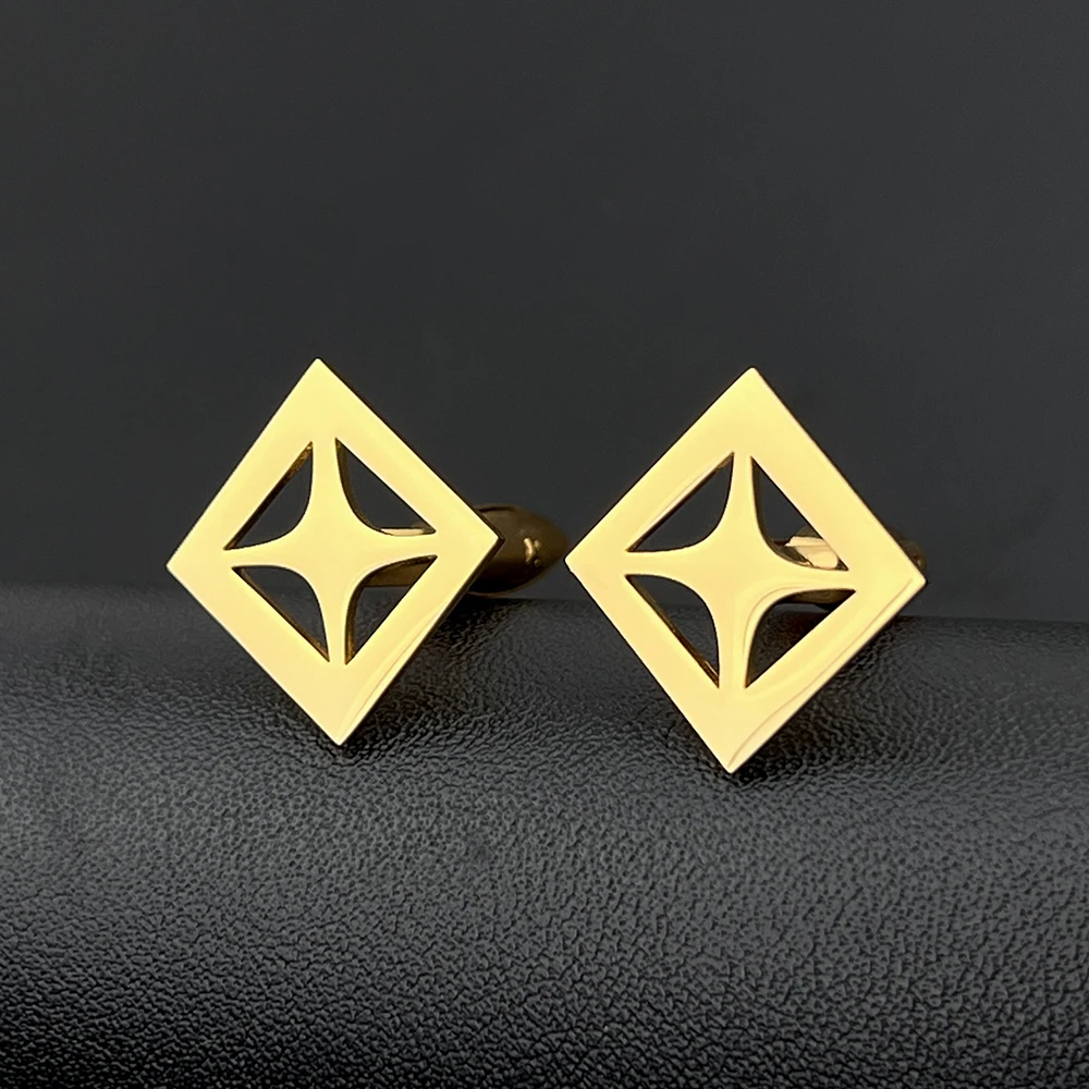

Trendy Geometric Cufflinks for Mens Shirt Sleeve Button Gold Clasp Clips Buckle Wedding Groom Husband Gifts Upscale Dropshipping