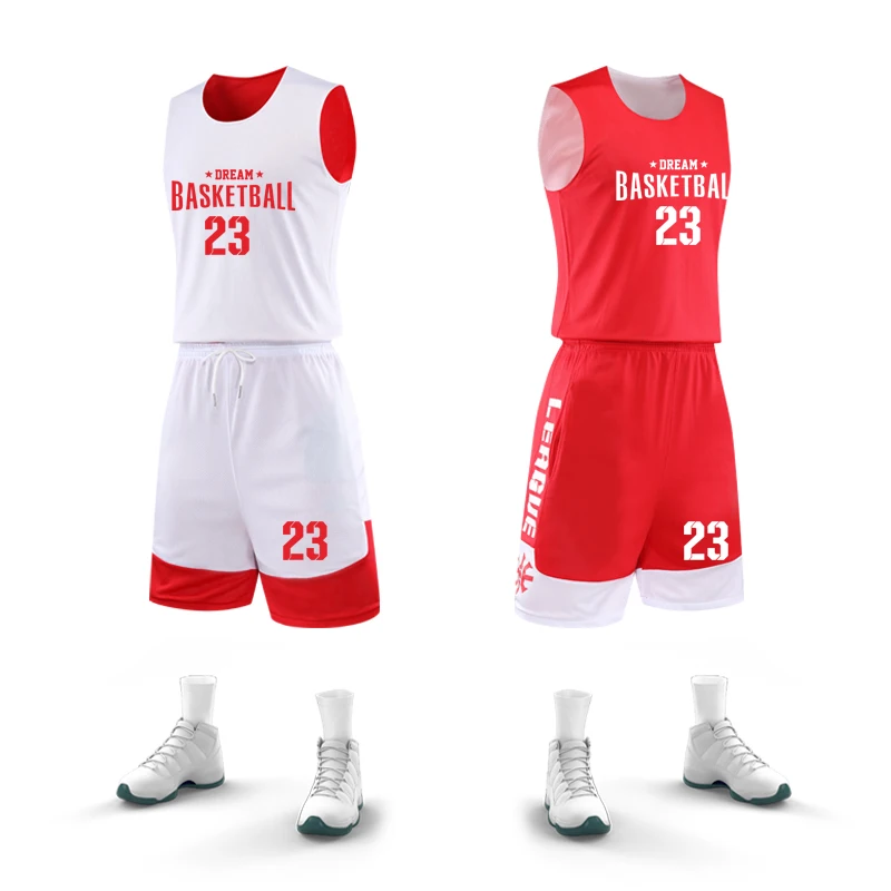 Youth Adults Reversible Basketball Jerseys Breathable Double Side Clothes Shirts For Men's basketball jerseys