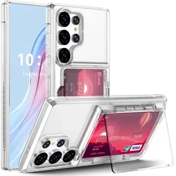 Clear Wallet Phone Case with Credit Card Holder - Galaxy S25 Edge (Transparent)