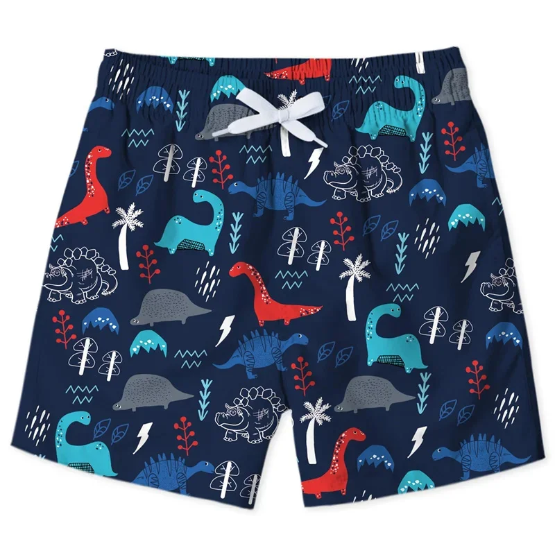 Cute Shark Dinosaur Beach Shorts For Men Kids Cartoon Animal
