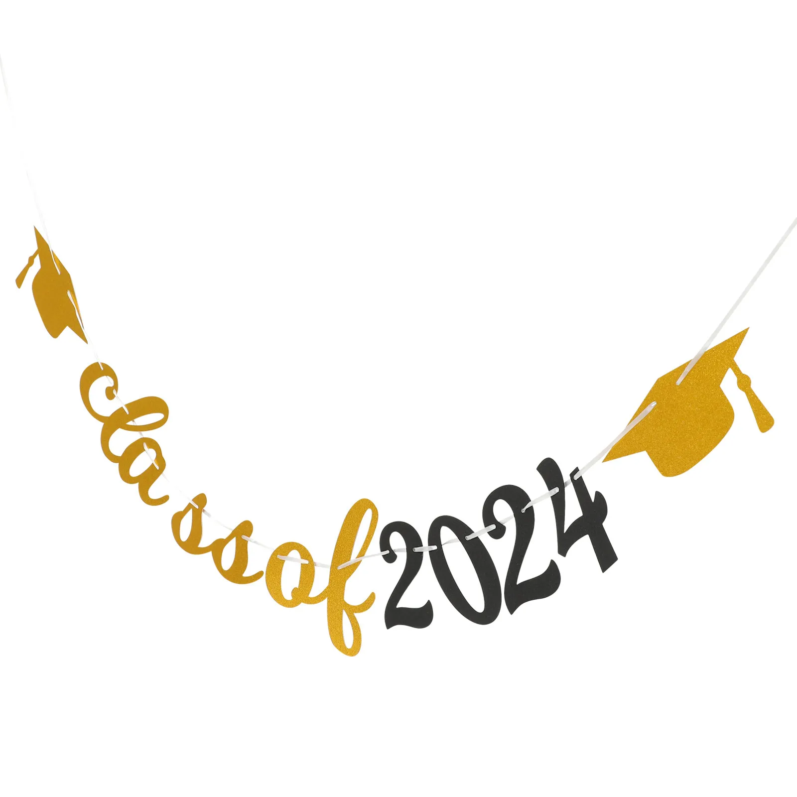 Class Of 2024 Graduation Banner Black Gold Party Decoration Photo Prop ...
