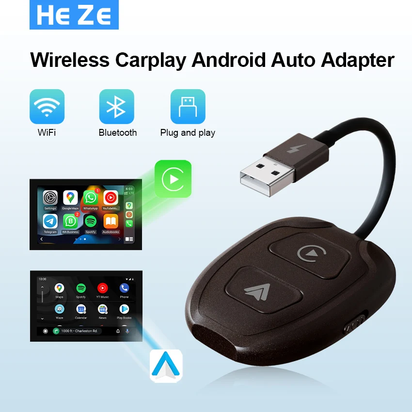 2 In 1 Wireless Apple Carplay E Adattatore Wireless Automatico Android, Dongle Carplay Wireless Da 5.8 Ghz Per Apple Carplay Cablato E Android
