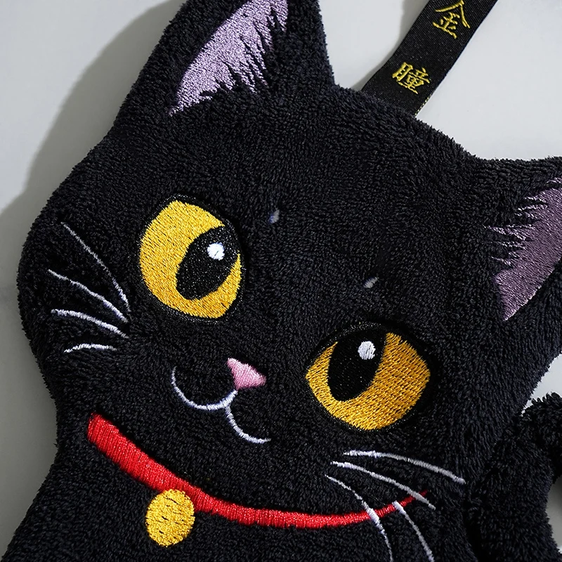 Cartoon Black Cat Soft Absorbent Hand Towel